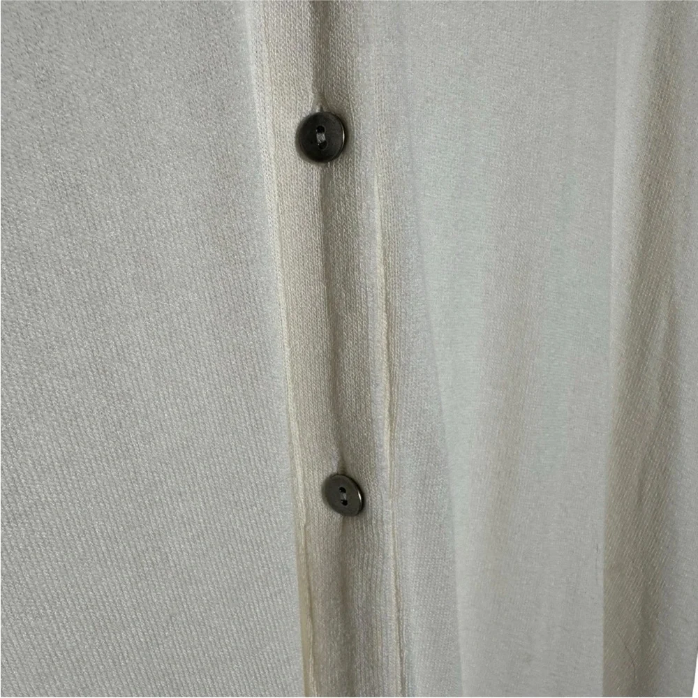 J Jill Wearever Collection Large Ultra Fine 3/4 Bracelet Sleeve Cream Cardigan - Picture 7 of 10